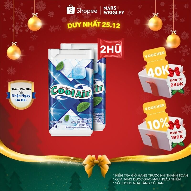 Combo 2 Kẹo Sing-Gum Cool Air Fresh Cube - Hương Bạc Hà 40g