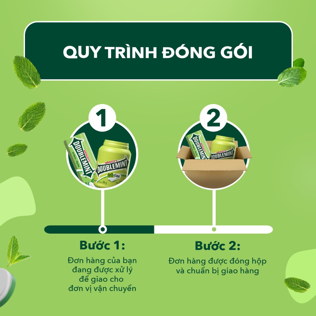 Combo 4 hộp viên ngậm không đường Doublemint hương bạc hà lục 35 viên