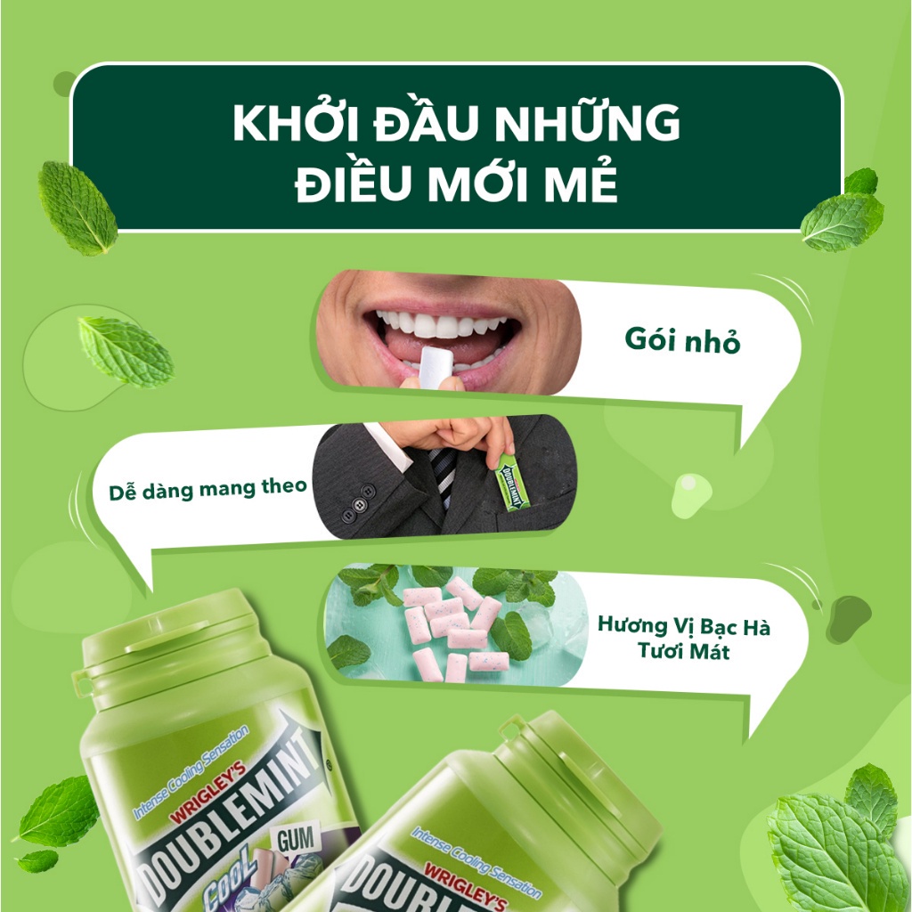 Combo 2 Hũ Kẹo Sing-gum Doublemint Hương Nho 40 viên