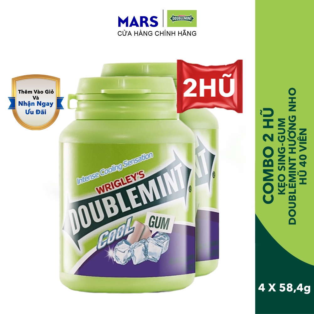 Combo 2 Hũ Kẹo Sing-gum Doublemint Hương Nho 40 viên
