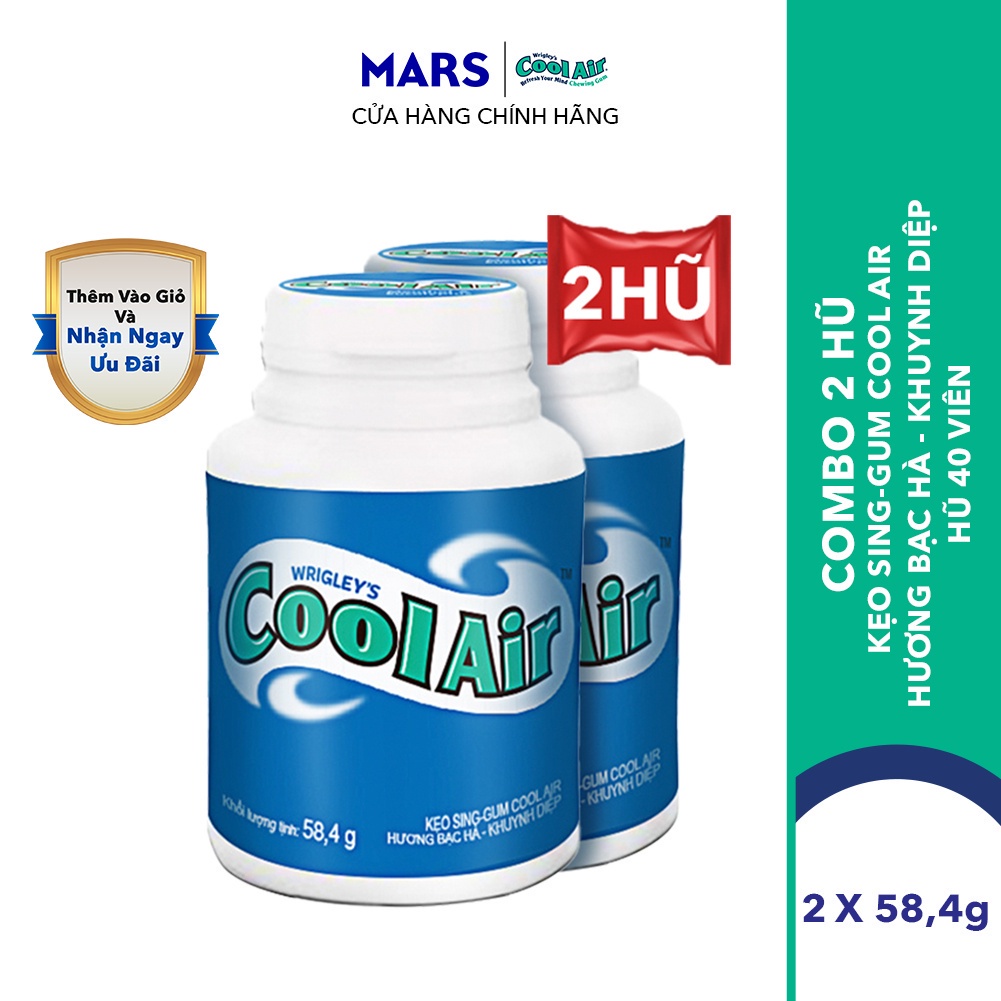 Combo 2 Hũ Kẹo Sing-gum Cool Air Hương Bạc Hà - Khuynh Diệp 40 viên