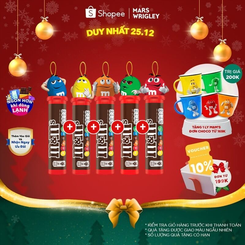 Combo 5 Ống kẹo đủ màu M&M's Tube Topper 28g