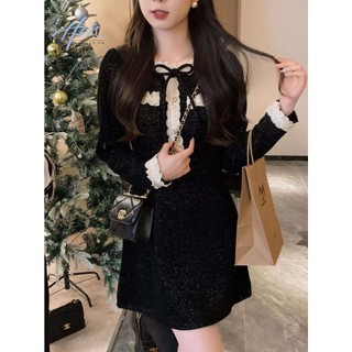 Đầm Công Chúa Màu Đen Phối Ren Xinh Xắn Thời Trang