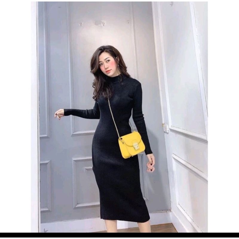 đầm cổ lọ dáng qua gối bigsize 40-120kg [D18]
