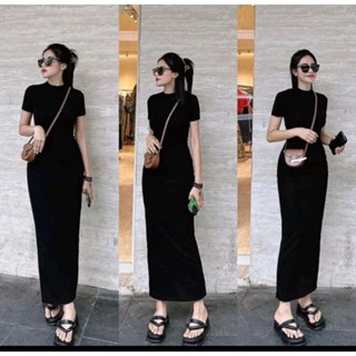  đầm body tay ngắn dáng dài bigsize 40-120kg  D18    có đủ bảng màu  