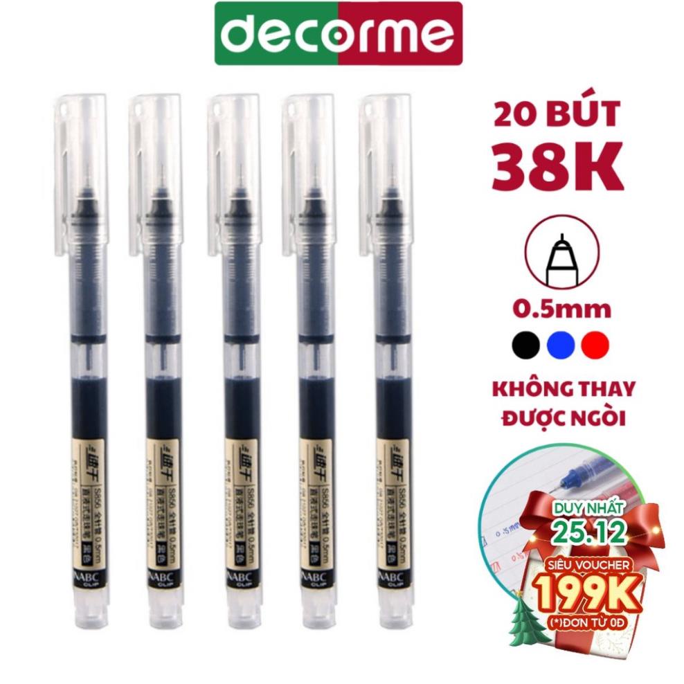 Bút gel ngòi kim DecorMi set 20 bút nước ống mực 0.5mm 3 màu đen xanh đỏ viết mực đẹp nét chữ đều Snowhite Muji vpp