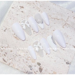 Nailbox thiết kế trắng mix nơ quốc dân - a148