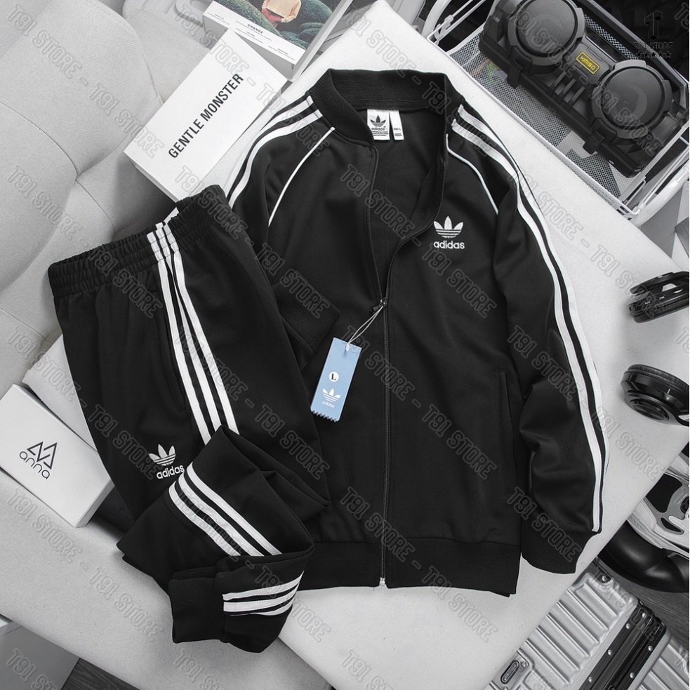 Áo Khoác Bomber Adidas 2 Lớp Thể Thao Nam Nữ Vải Thun Nỉ Dày Co Giãn Áo Khoác 3 Sọc kẻ Trắng