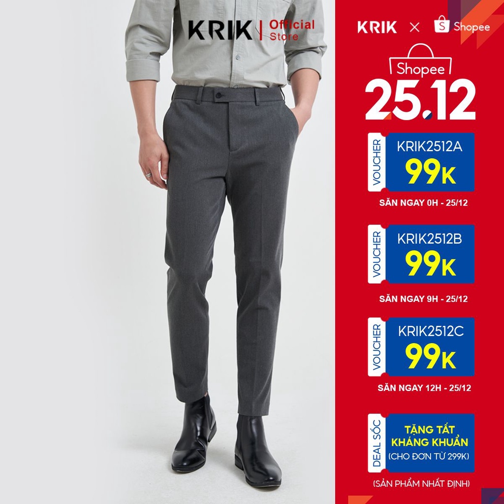 Quần Âu Nam Local Brand KRIK Form Slimfit Chất Liệu Polyester Cao Cấp QA7039