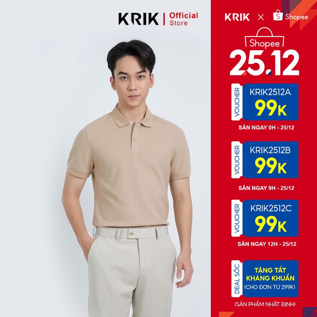 Áo Polo Nam KRIK Cổ Đức Chất Liệu Cotton Cao Cấp Form Fitted Ôm Vừa Vặn PL2029