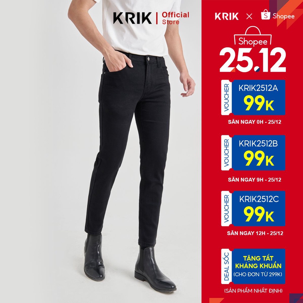 Quần Jean Nam Local Brand KRIK Form Slimfit Hàn Quốc Chất Liệu Cotton Cao Cấp QJ0363