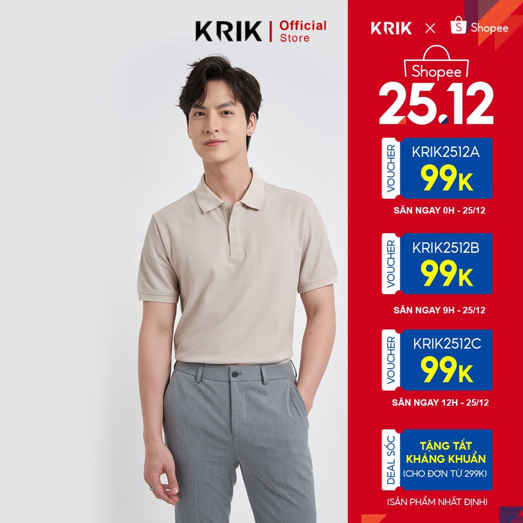 Áo Polo Nam KRIK Cổ Đức Chất Liệu Cotton Cao Cấp Form Fitted Ôm Vừa Vặn PL2046