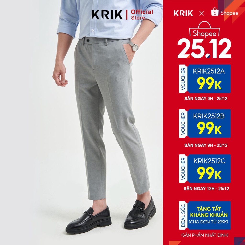 Quần Âu Nam Form Slimfit Chất Liệu Polyster Cao Cấp Thiết Kế Khuy Lệch Local Brand KRIK QA7042