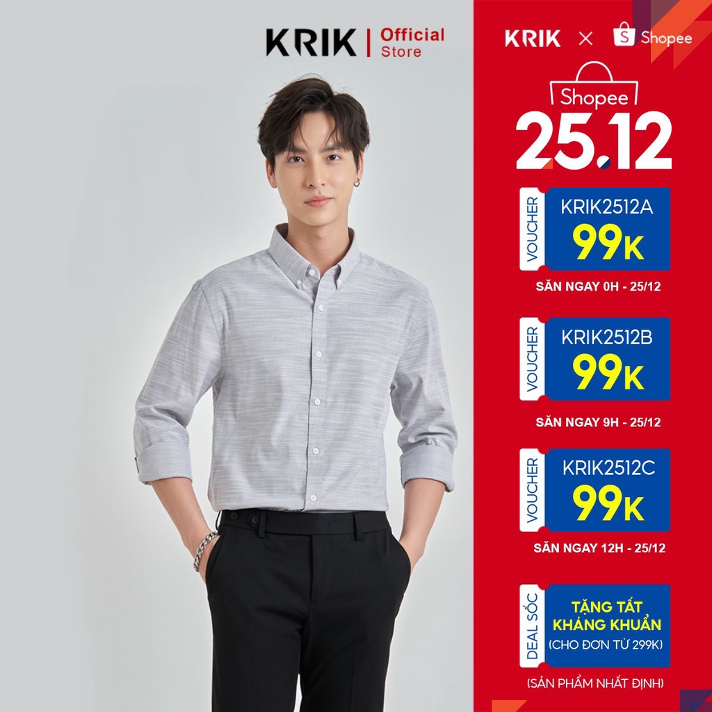 Áo Sơ Mi Dài Tay Nam Cổ Đức Local Brand KRIK Chất Liệu Cotton Cao Cấp Form Slimfit Lịch Lãm SD3060
