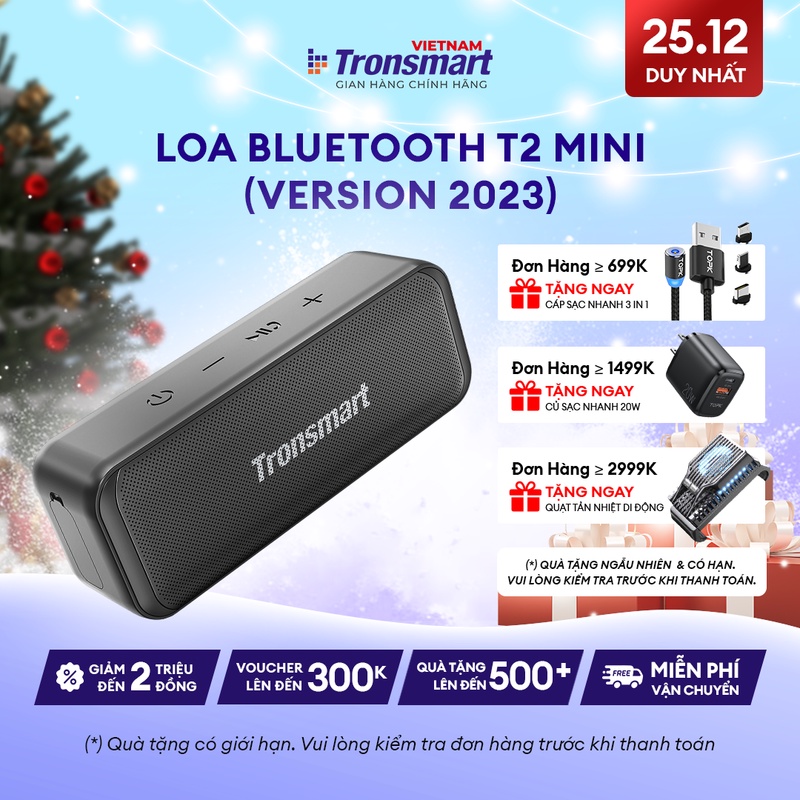 Loa Bluetooth 5.0 Tronsmart T2 Mini | Công suất 10W | Chống nước IPX7 | Sử dụng lên đến 10h | BH 12Tháng