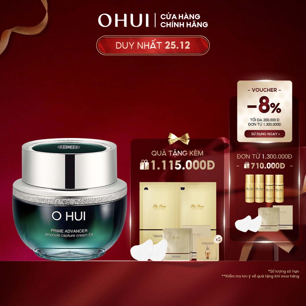 Kem dưỡng chống lão hoá, củng cố tầng cốt lõi OHUI Prime Advancer Ampoule Capture Cream EX 50ml