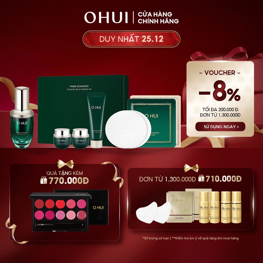 [Mã COSLUX09 giảm 120K đơn 1500K] Bộ chống lão hóa 5 món OHUI Prime Advancer Serum Set 5pcs