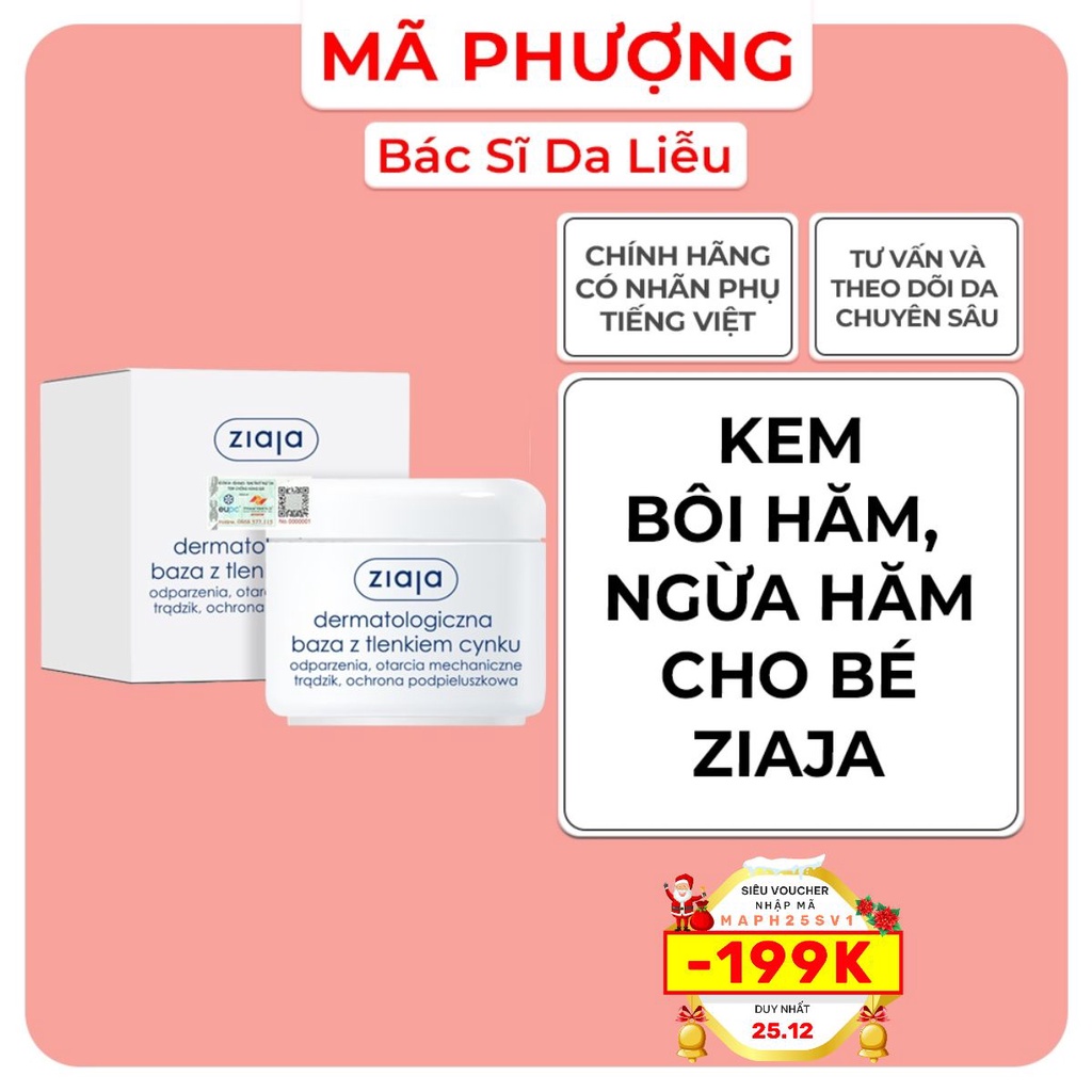 Kem bôi hăm Kẽm oxit Ziaja 13% Ziaja Dermatological Base with Zinc Oxide 80g
