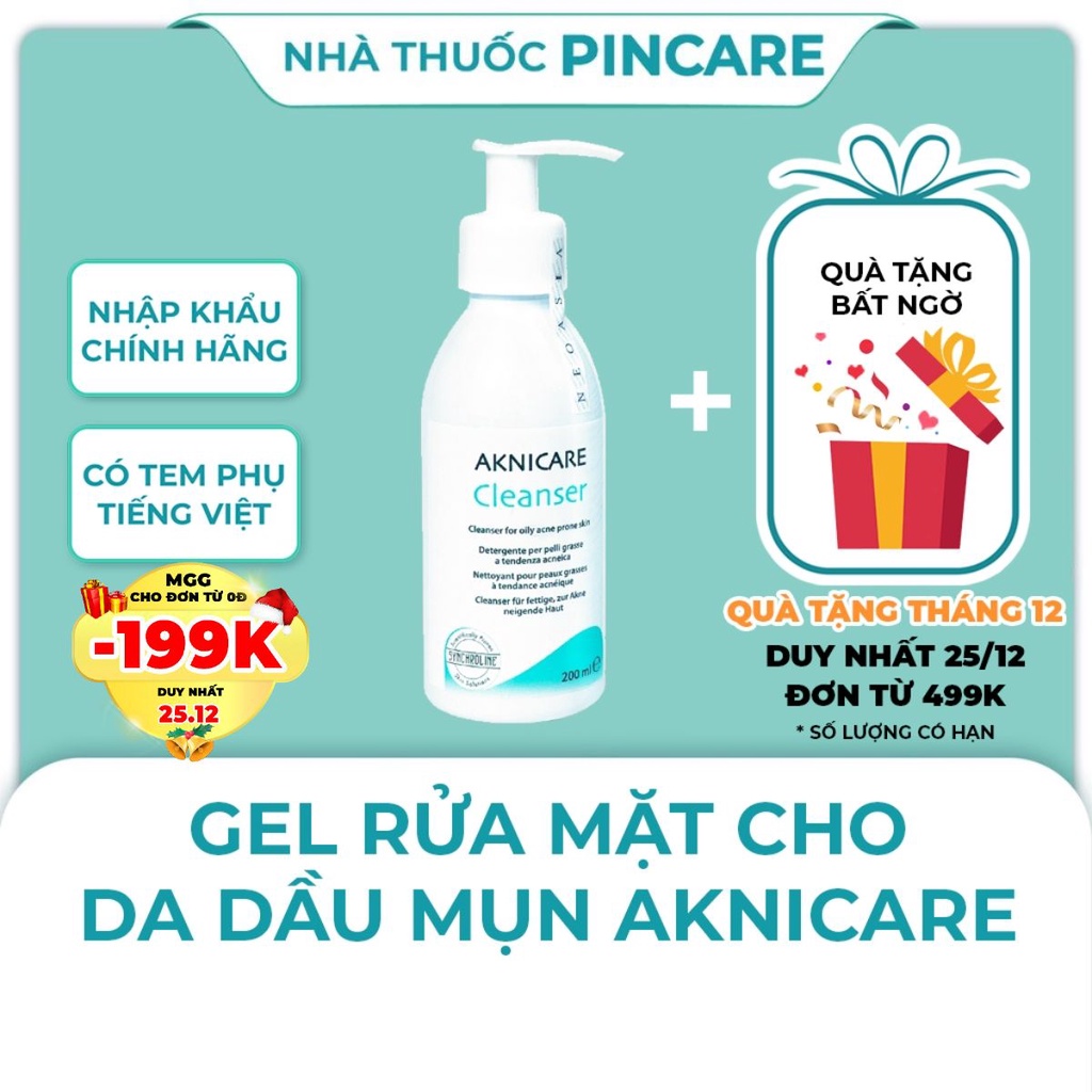 Sữa rửa mặt cho da mụn Aknicare Cleanser 200ml - Hàng chính hãng - Nhà thuốc PinCare
