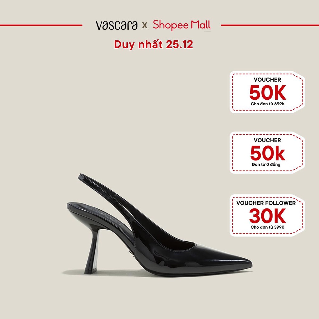 [25.12 - Voucher 50k] Vascara Giày Bít Mũi Nhọn Slingback Spool Heel Metallic - BMN 0629