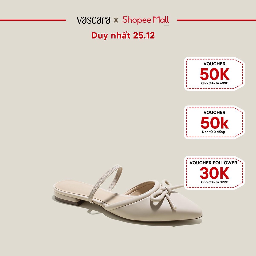 Vascara Giày Mule Nhấn Nơ Trang Trí - BMN 0620