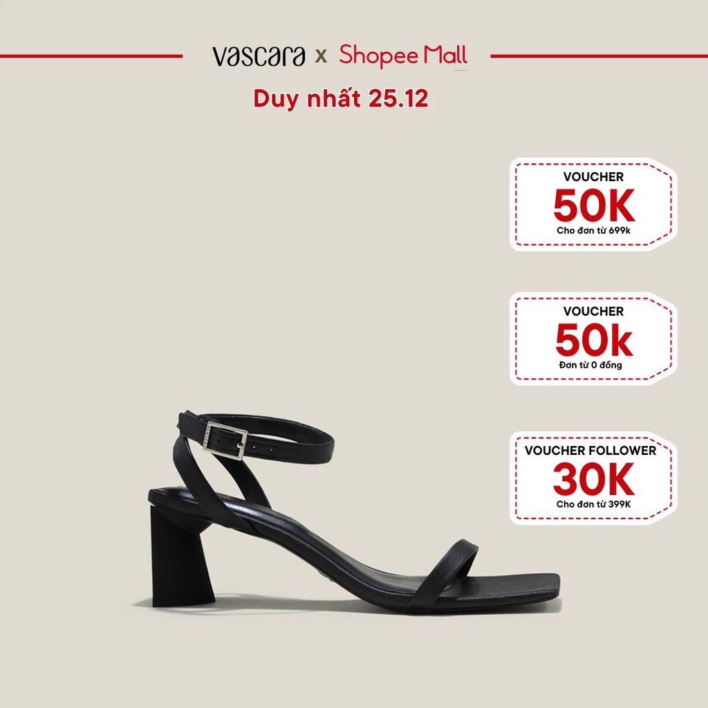 [25.12 - Voucher 50k] Vascara Giày Sandal Ankle Strap Nhấn Gót Hình Khối Cách Điệu - SDN 0761