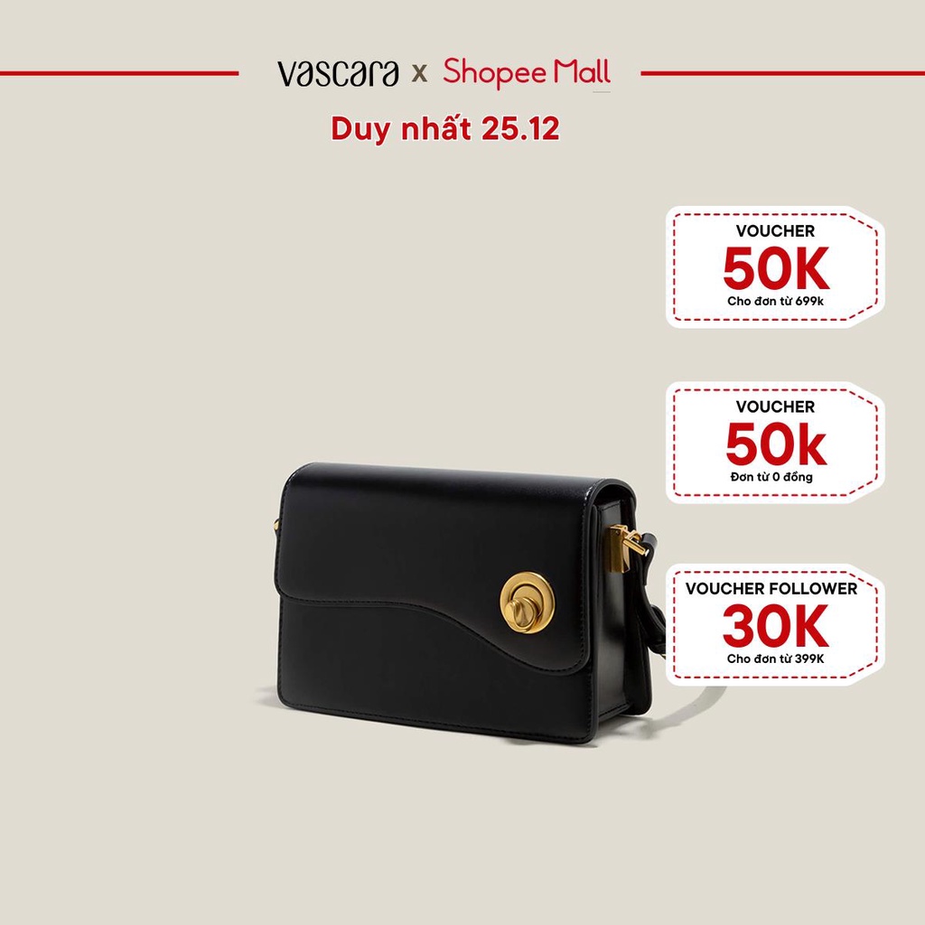 [25.12 - Voucher 50k] Vascara Túi Đeo Chéo Nhấn Nắp Phối Khóa Kim Loại - SHO 0225