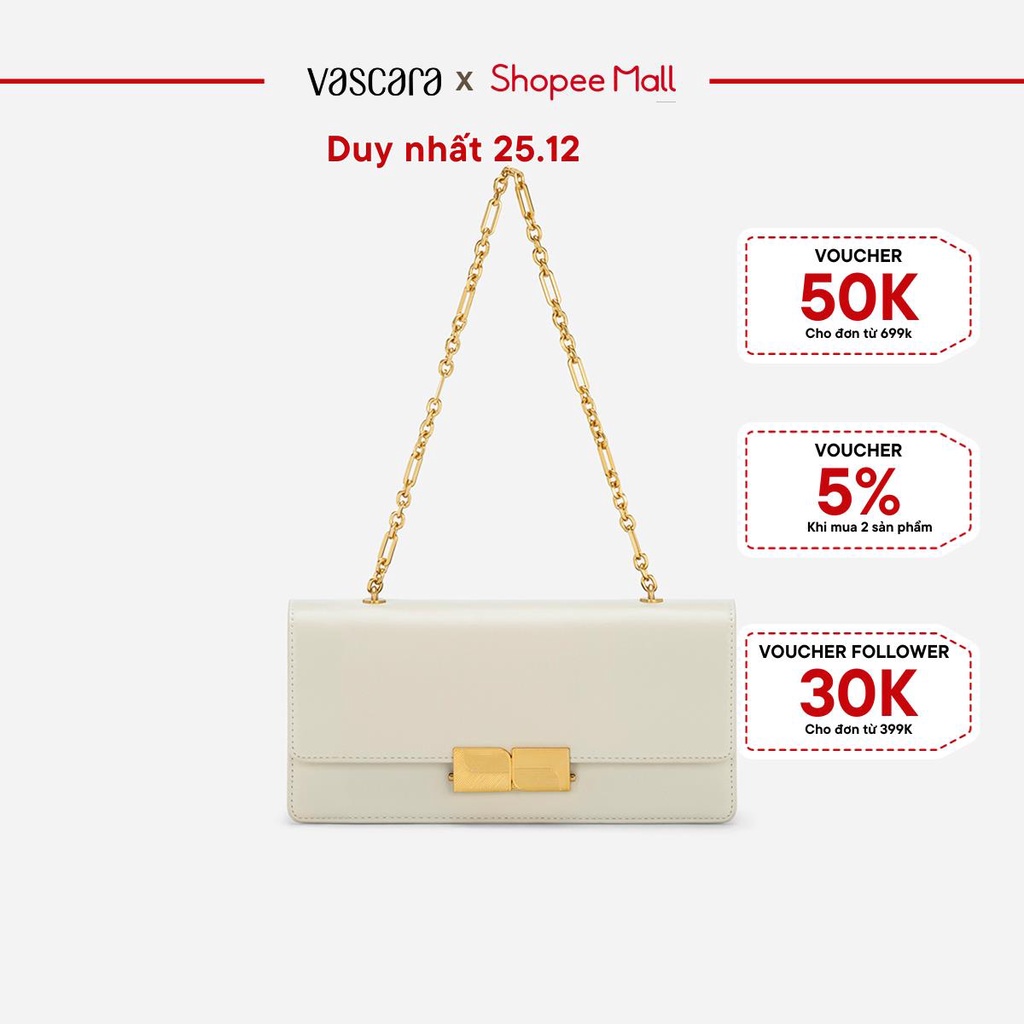 Vascara Túi Xách Tay Nhấn Khóa Kim Loại Phối Sọc - SAT 0315