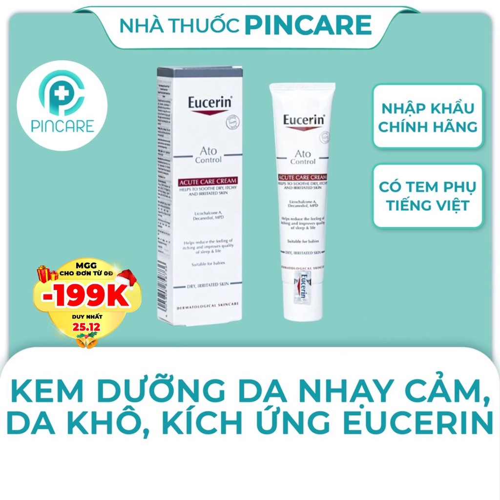 Kem dưỡng da Eucerin Ato Control Acute Care 40ml cho da khô, da nhạy cảm, da kích ứng-Hàng chính hãng-Nhà thuốc PinCare