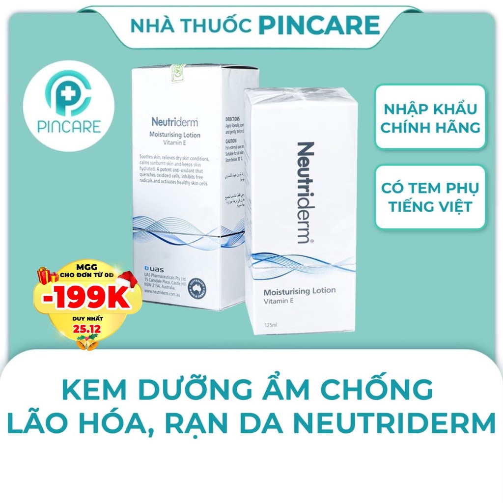 Kem dưỡng ẩm Vitamin E Neutriderm Moisturizing Lotion 125ml - Hàng chính hãng - Nhà thuốc PinCare