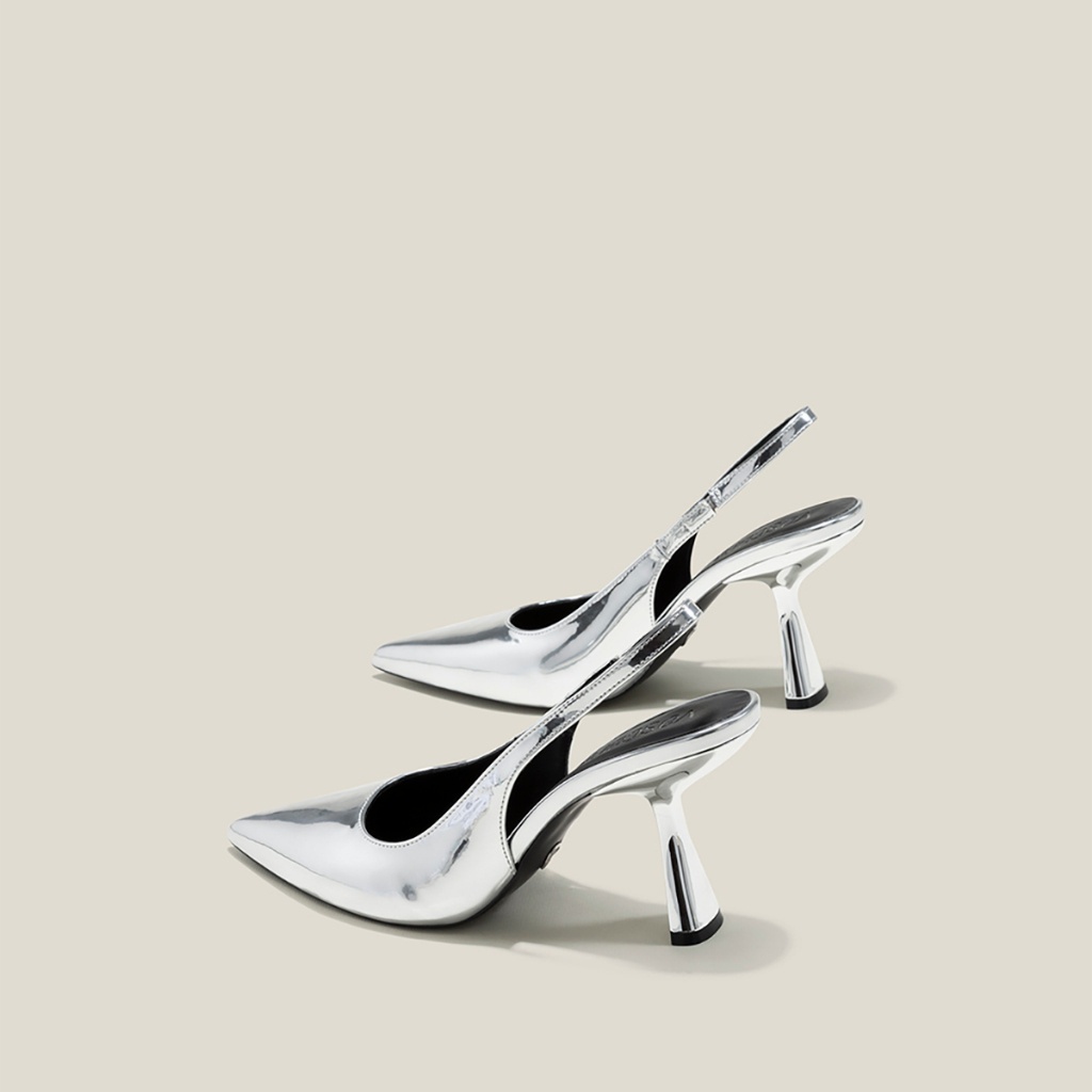 Vascara Giày Bít Mũi Nhọn Slingback Spool Heel Metallic - BMN 0629