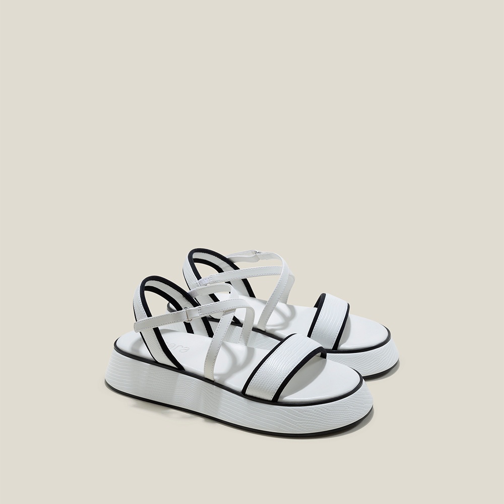 Vascara Giày Sandal Đế Chunky Phối Vân Da Kỳ Đà - SDK 0339