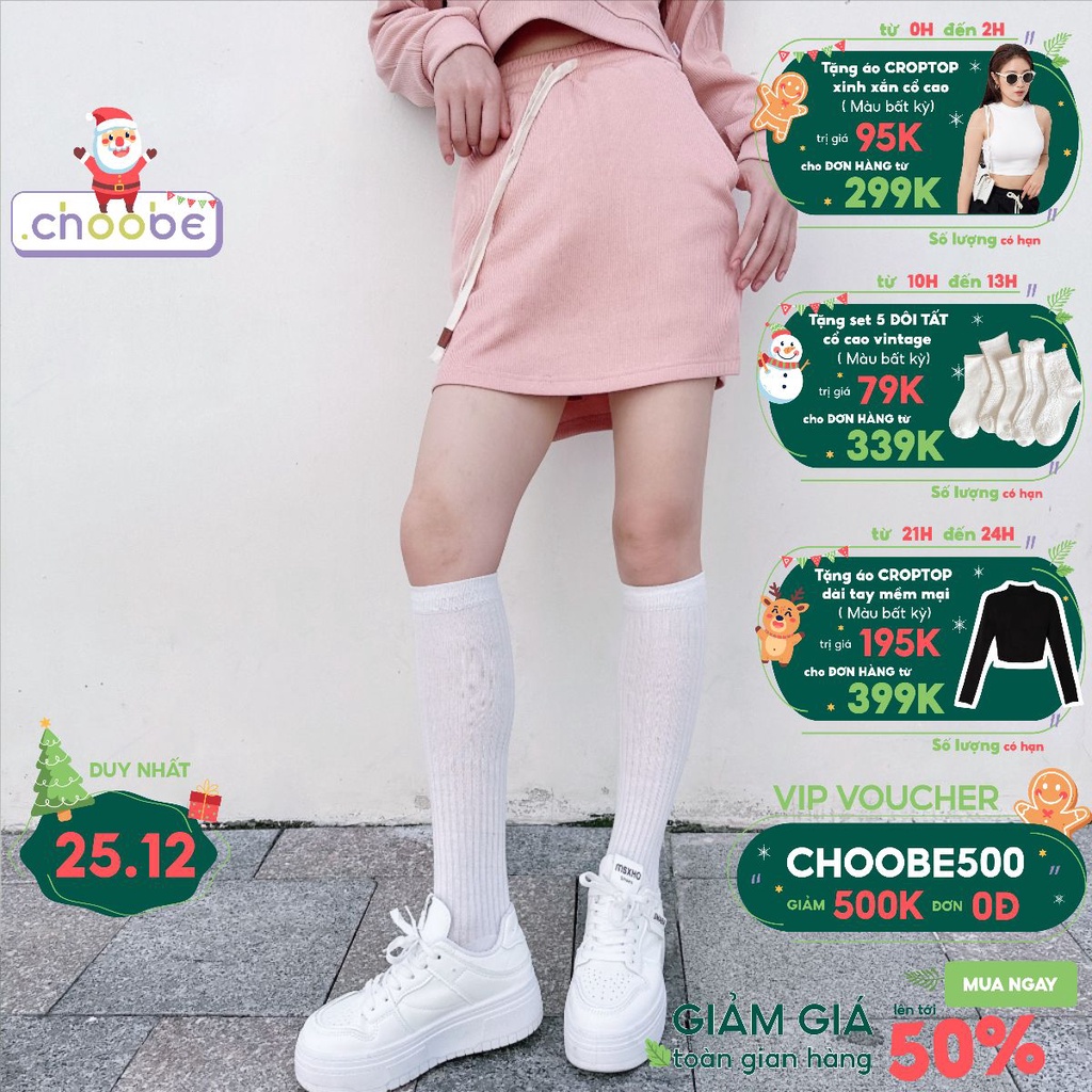 Chân váy Choobe dáng duýp chữ a lưng cao cạp chun có quần lót đồ thể thao dạo phố năng động CV19