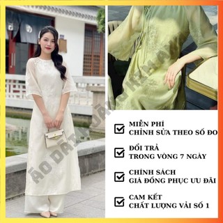 ÁO DÀI CÁCH TÂN NỮ THIẾT KẾ TRUYỀN THỐNG MẶC TẾT TAY LOE LỠ HỌA TIẾT TRẺ TRUNG NỔI BẬT MAY SẴN MÀU TRẮNG, XANH CỐM