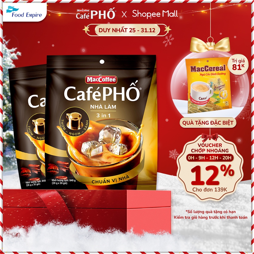 Combo 2 Túi Cà phê Phố Nhà làm - MacCoffee (bịch 30 gói x 28g - date 11/2025)