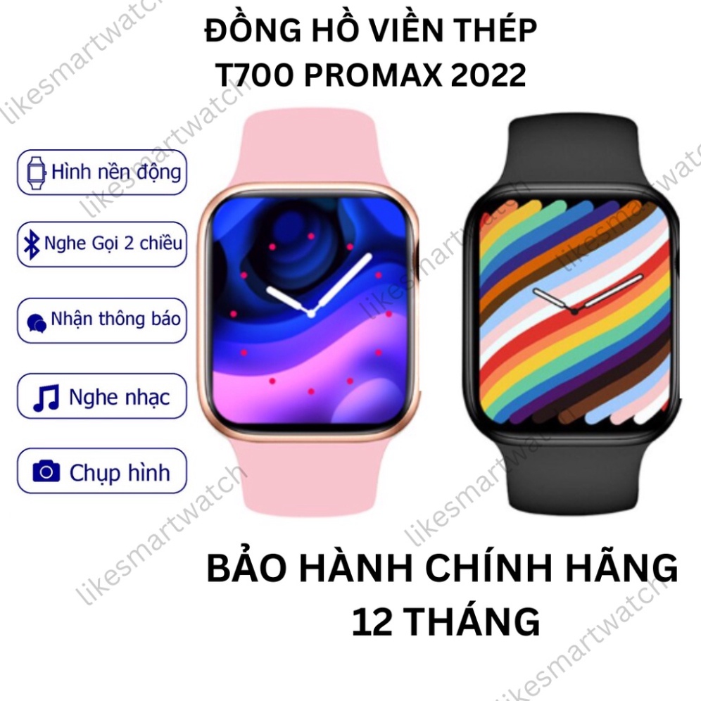 Đồng hồ thông minh t700 Pro Max Nghe Gọi , Phát nhạc Sạc không dây, Đồng Hồ Nam Nữ Chống nước Ngôn Ngữ Tiếng Việt - Hàng