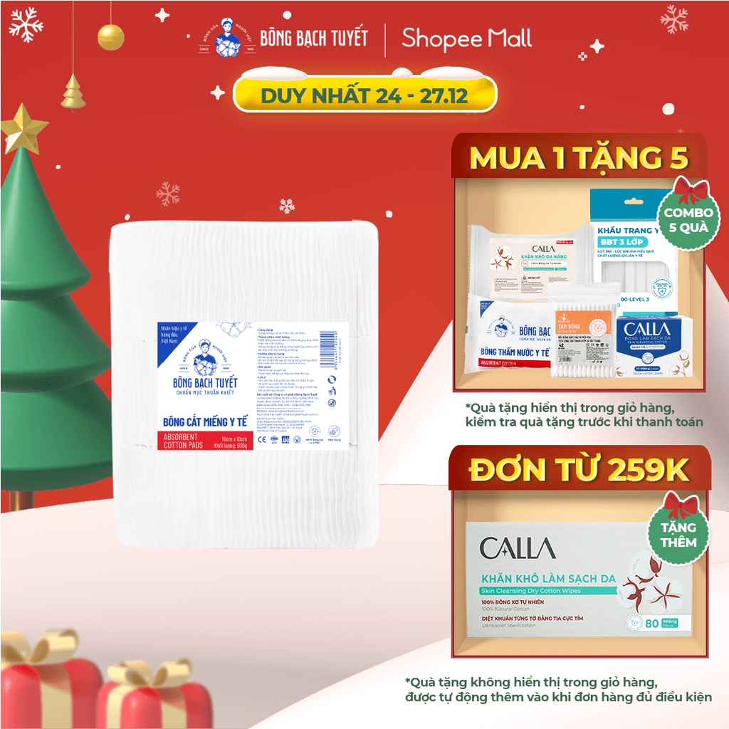 Bông cắt 10cm x 10cm (500gr) - Bông Bạch Tuyết