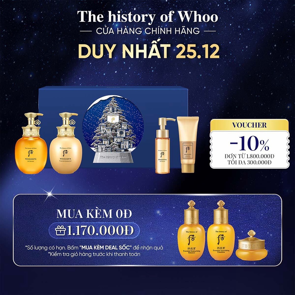 Bộ dưỡng thể Đông y làm sạch và dưỡng ẩm tối ưu The history of Whoo WhooSpa Special Set