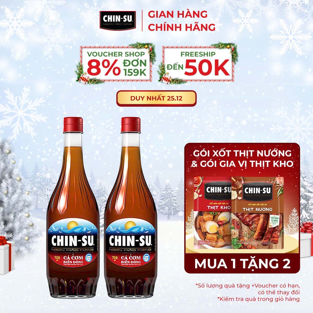 Combo 2 Nước Mắm CHIN-SU Cá Cơm Biển Đông Chai 720ml