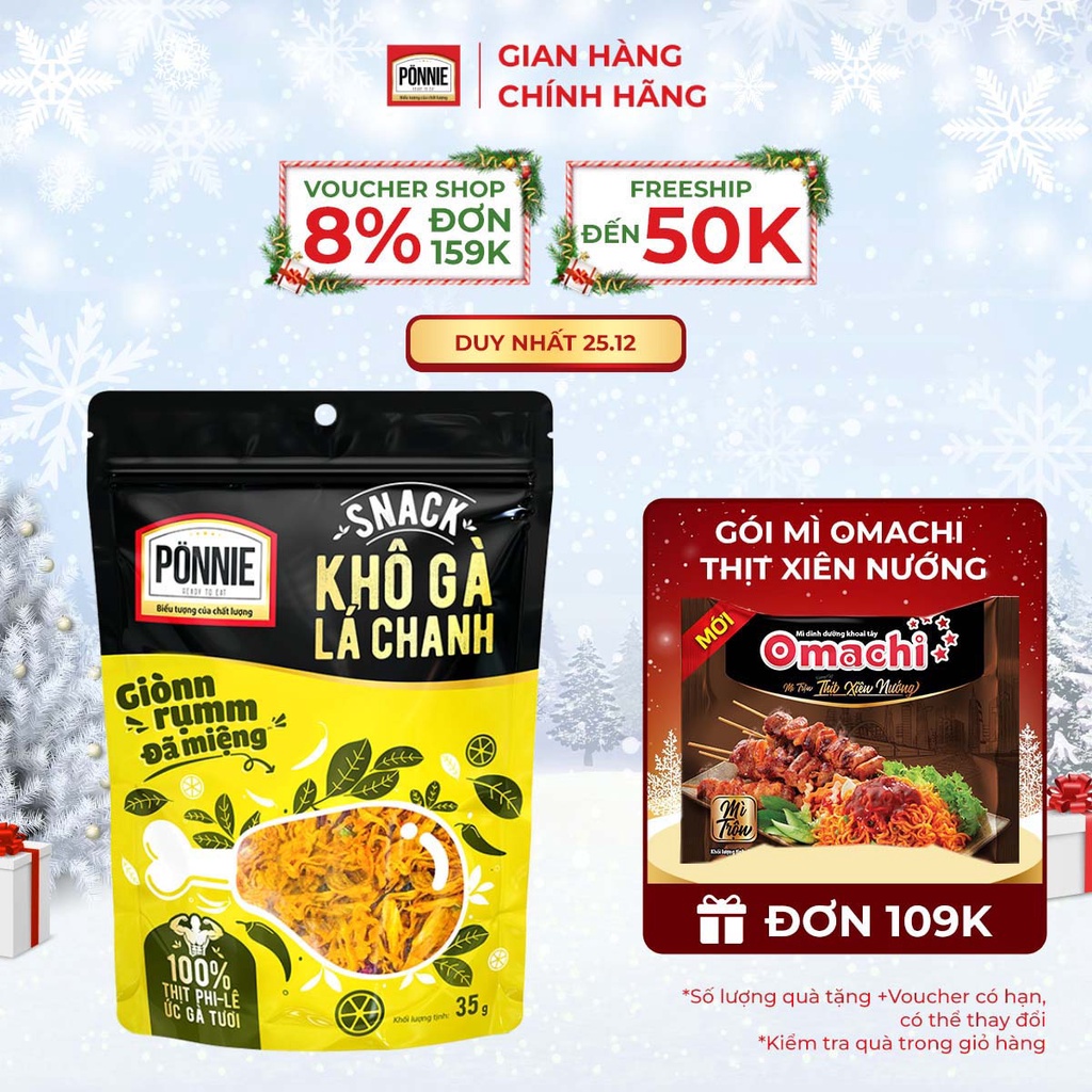 Snack Ponnie Khô Gà Lá Chanh Gói 35gr