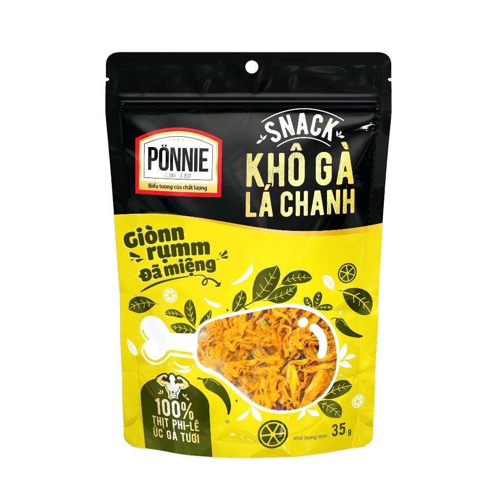 Snack Ponnie Khô Gà Lá Chanh Gói 35gr