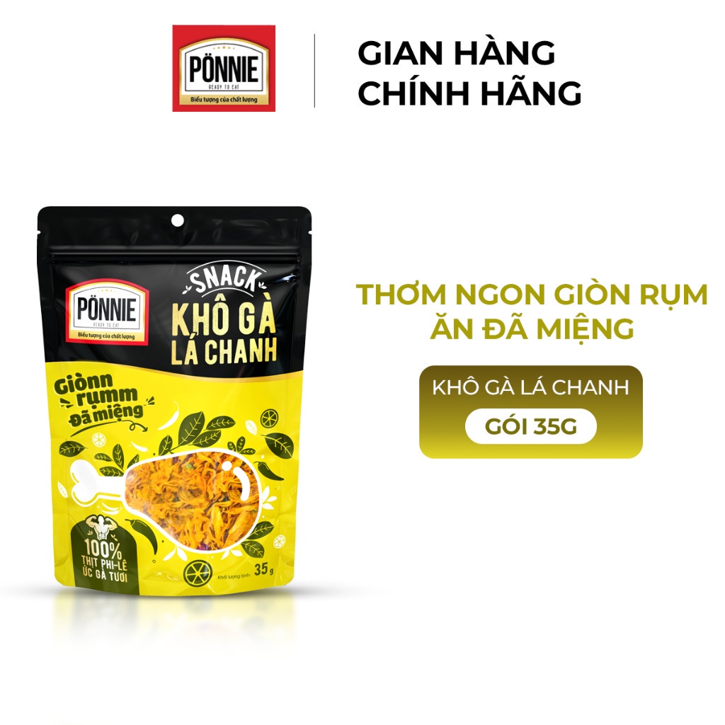 Snack Ponnie Khô Gà Lá Chanh Gói 35gr