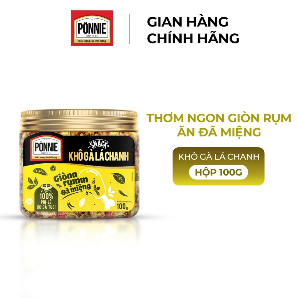 Snack Ponnie Khô Gà Lá Chanh Hộp 100G
