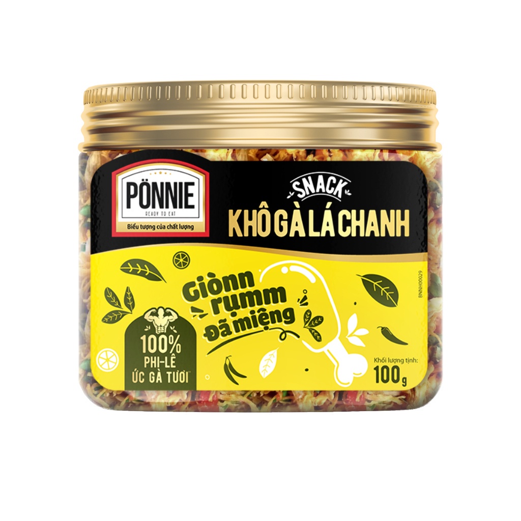 Snack Ponnie Khô Gà Lá Chanh Hộp 100G