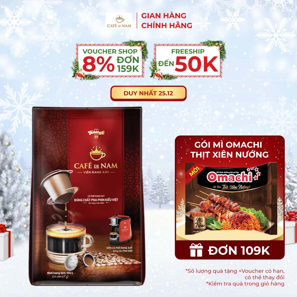 Cafe' De Nam Túi Viên Rang Xay - Túi 24 viên x 7g