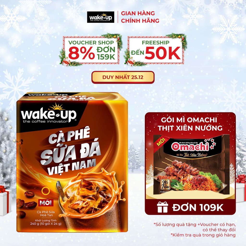 Cà phê hòa tan Wake Up Sữa Đá Việt Nam - Hộp 10 gói x 24g