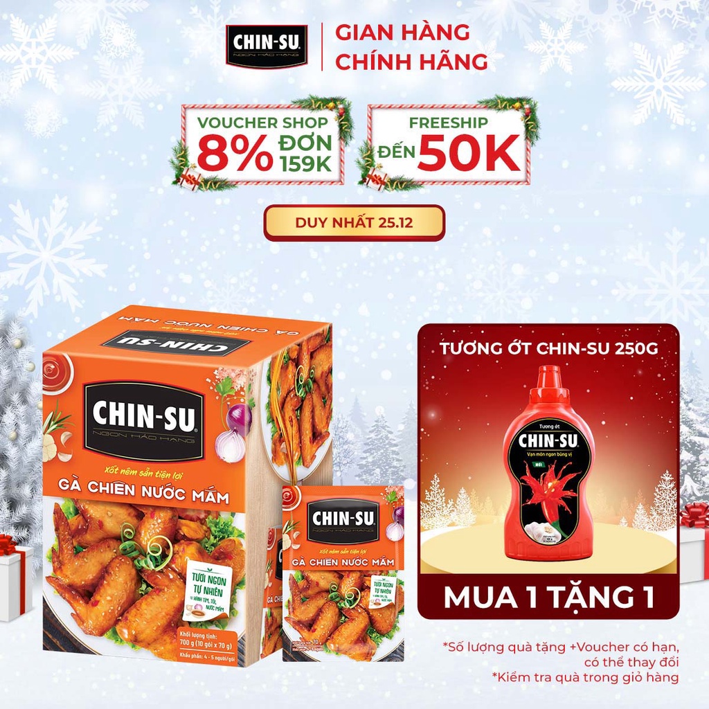 Gia Vị CHIN-SU Hoàn Chỉnh - Xốt Gà Chiên Nước Mắm - Hộp 10 Gói x 70g