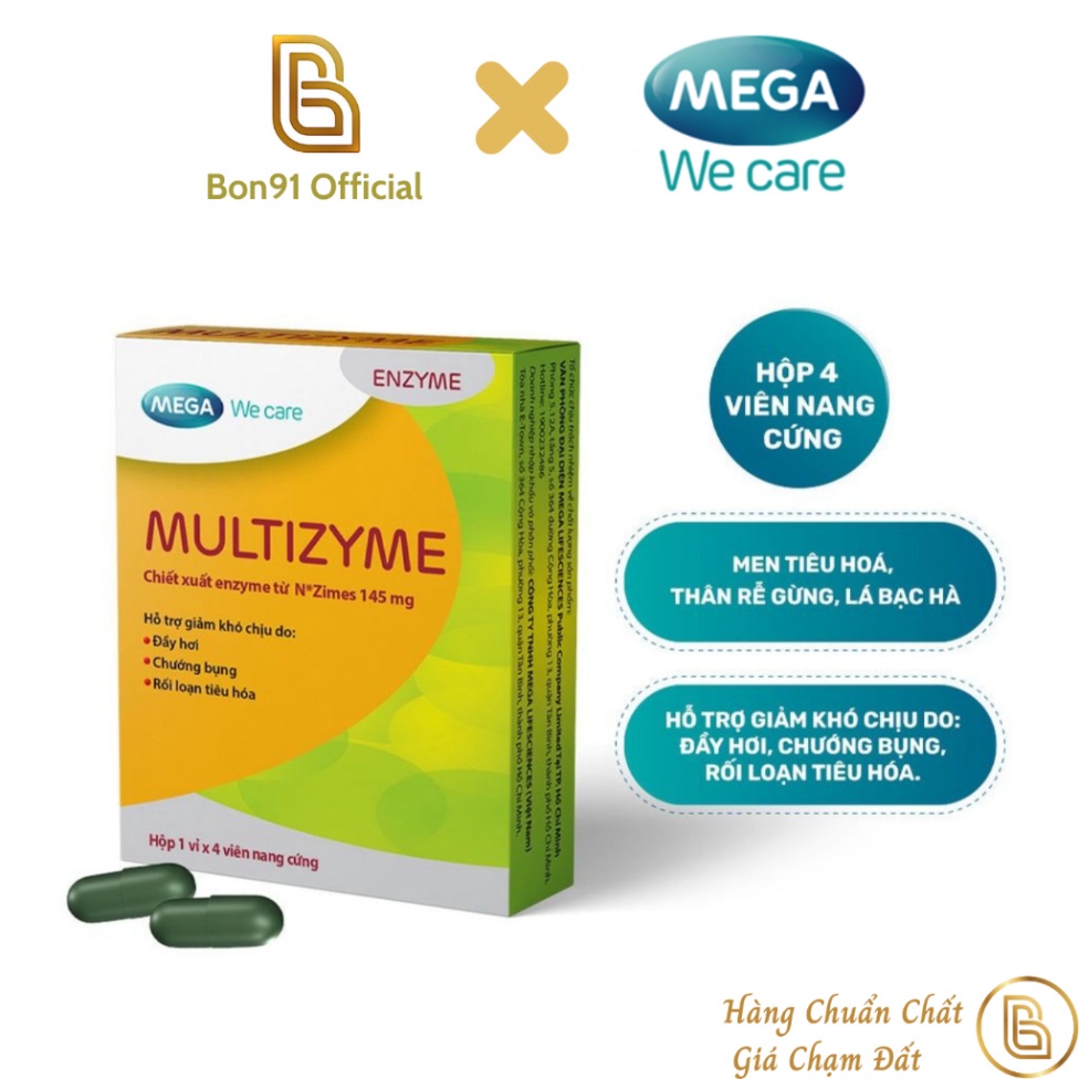 Bổ sung men tiêu hoá Multizyme Enzyme Mega We Care 4 viên (tem công ty)