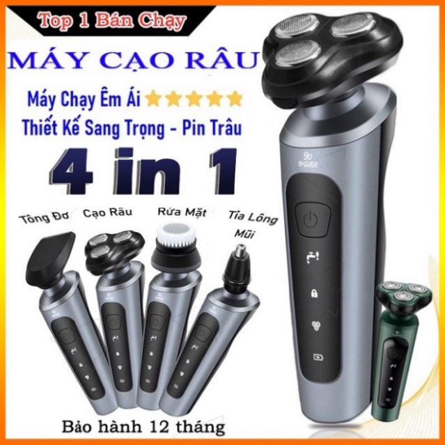 Máy Cạo Râu cho nam 9D Shaver 4in1 polka.store Tặng Kèm 6 Phụ Kiện Cao Cấp Bảo Hành 12 Tháng Lỗi 1 Đổi 1
