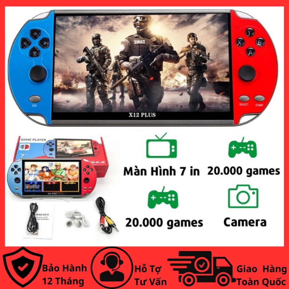 Máy chơi game X12 Plus - Có sẵn 20000 game - Màn hình 7 Inch - Nghe nhạc - Đọc Sách - Xem Phim